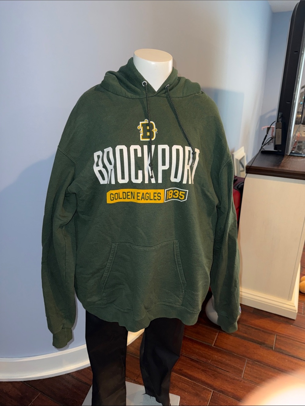 Champion Green Pullover Hoodie with White and Yellow Logo